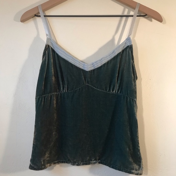 Free People Tops - Free People Velvet Camisole, Iridescent Green Blue